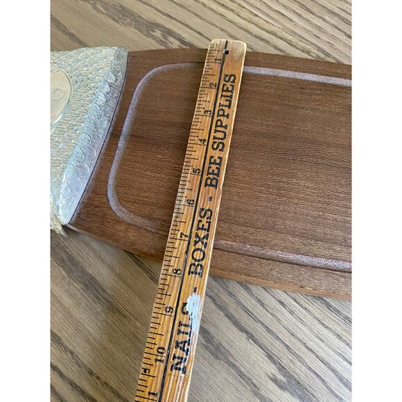 Vintage Midcentury Wood Pewter Fish Cutting Serving Board 36" Made in France - Picture 5 of 6